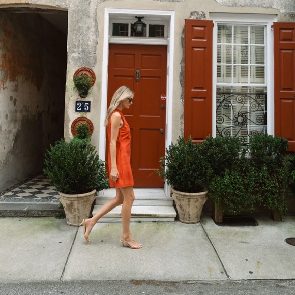 Julia Amory Baby Jane Elegant Orange Sleeveless Dress size small - Picture 6 of 6